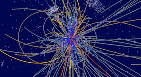 Απεικόνιση σύγκρουσης σωματιδίων στον LHC κατά την οποία εμφανίζεται το μποζόνιο Higgs (Φωτογραφία: CERN) Απεικόνιση σύγκρουσης σωματιδίων στον LHC κατά την οποία εμφανίζεται το μποζόνιο Higgs (Φωτογραφία: CERN)